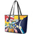 Turks and Caicos Islands Leather Tote Bag Coat Of Arms Tropical Flowers