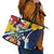 Turks and Caicos Islands Leather Tote Bag Coat Of Arms Tropical Flowers