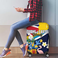 Turks and Caicos Islands Luggage Cover Coat Of Arms Tropical Flowers