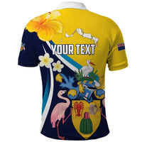 Personalised Turks and Caicos Islands Polo Shirt Coat Of Arms Tropical Flowers