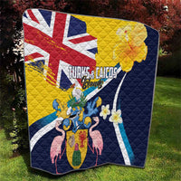 Turks and Caicos Islands Quilt Coat Of Arms Tropical Flowers