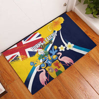 Turks and Caicos Islands Rubber Doormat Coat Of Arms Tropical Flowers