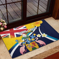 Turks and Caicos Islands Rubber Doormat Coat Of Arms Tropical Flowers