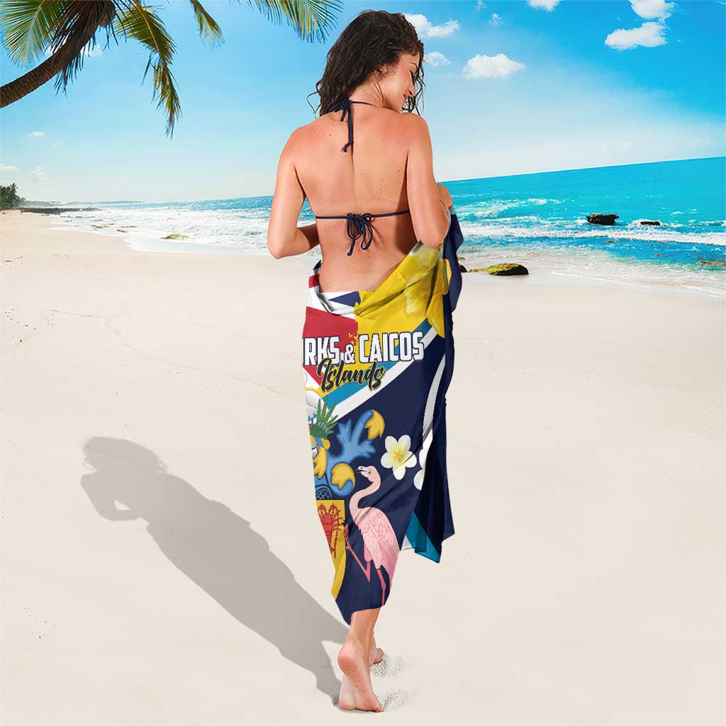 Turks and Caicos Islands Sarong Coat Of Arms Tropical Flowers