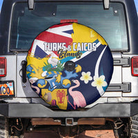 Turks and Caicos Islands Spare Tire Cover Coat Of Arms Tropical Flowers