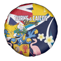 Turks and Caicos Islands Spare Tire Cover Coat Of Arms Tropical Flowers