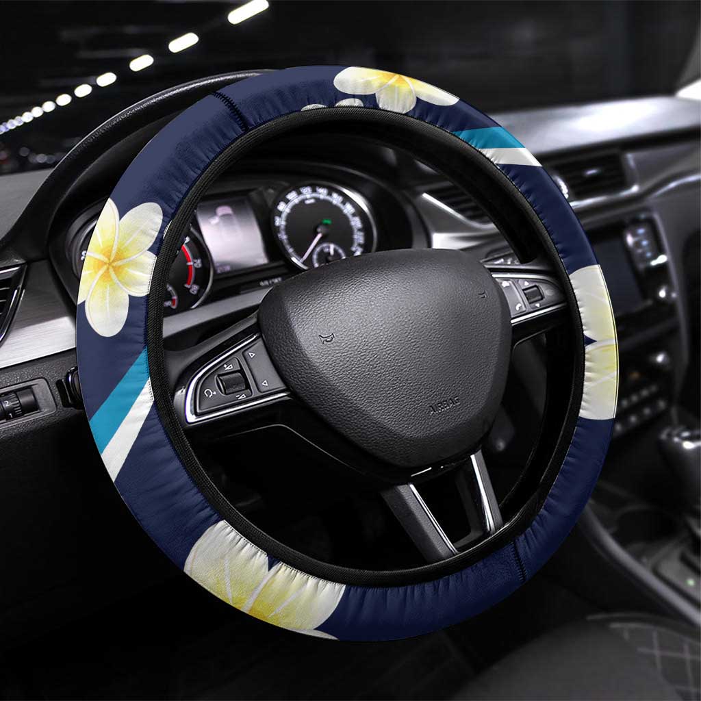 Turks and Caicos Islands Steering Wheel Cover Coat Of Arms Tropical Flowers