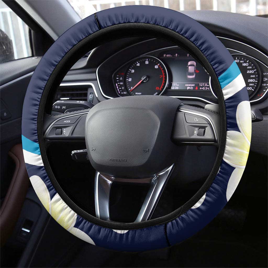 Turks and Caicos Islands Steering Wheel Cover Coat Of Arms Tropical Flowers