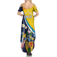 Personalised Turks and Caicos Islands Summer Maxi Dress Coat Of Arms Tropical Flowers