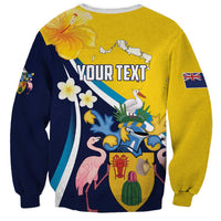 Personalised Turks and Caicos Islands Sweatshirt Coat Of Arms Tropical Flowers
