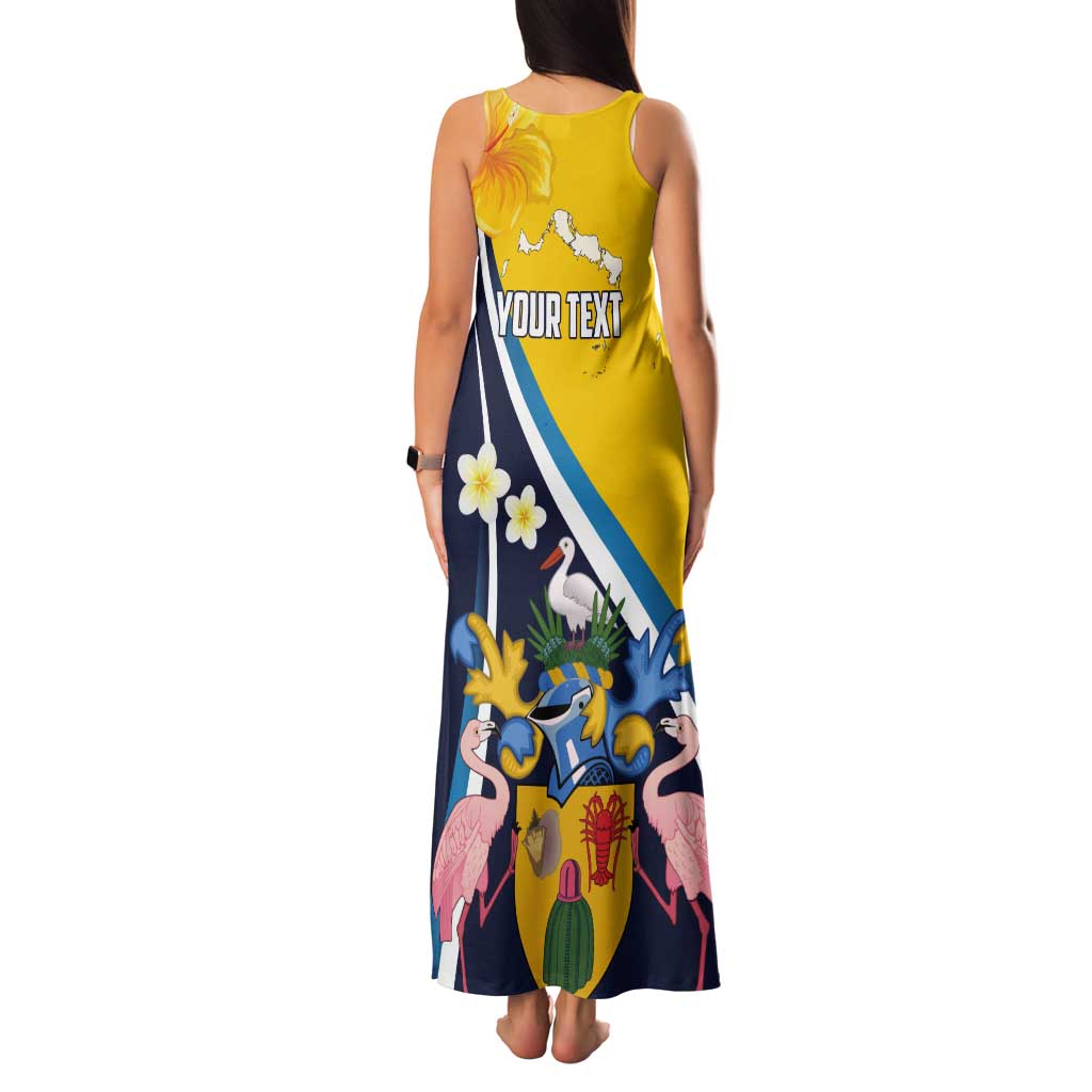 Personalised Turks and Caicos Islands Tank Maxi Dress Coat Of Arms Tropical Flowers