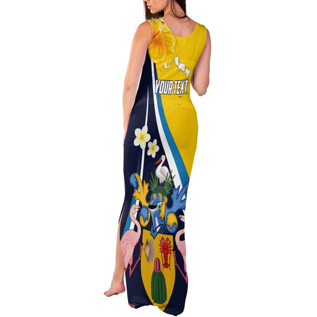 Personalised Turks and Caicos Islands Tank Maxi Dress Coat Of Arms Tropical Flowers