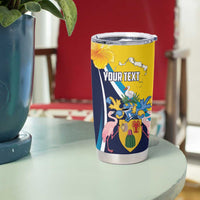 Personalised Turks and Caicos Islands Tumbler Cup Coat Of Arms Tropical Flowers