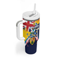 Personalised Turks and Caicos Islands Tumbler With Handle Coat Of Arms Tropical Flowers