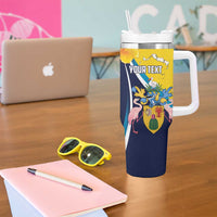 Personalised Turks and Caicos Islands Tumbler With Handle Coat Of Arms Tropical Flowers
