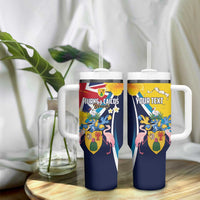 Personalised Turks and Caicos Islands Tumbler With Handle Coat Of Arms Tropical Flowers
