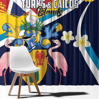 Turks and Caicos Islands Window Curtain Coat Of Arms Tropical Flowers