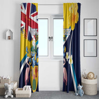 Turks and Caicos Islands Window Curtain Coat Of Arms Tropical Flowers