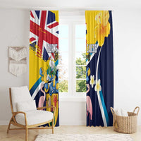 Turks and Caicos Islands Window Curtain Coat Of Arms Tropical Flowers