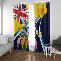 Turks and Caicos Islands Window Curtain Coat Of Arms Tropical Flowers