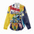 Personalised Turks and Caicos Islands Women Casual Shirt Coat Of Arms Tropical Flowers