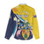 Personalised Turks and Caicos Islands Women Casual Shirt Coat Of Arms Tropical Flowers