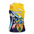 Personalised Turks and Caicos Islands Women Sleeveless Polo Shirt Coat Of Arms Tropical Flowers