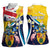 Personalised Turks and Caicos Islands Women Sleeveless Polo Shirt Coat Of Arms Tropical Flowers