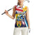 Personalised Turks and Caicos Islands Women Sleeveless Polo Shirt Coat Of Arms Tropical Flowers