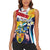 Personalised Turks and Caicos Islands Women Sleeveless Polo Shirt Coat Of Arms Tropical Flowers
