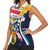 Personalised Turks and Caicos Islands Women Sleeveless Polo Shirt Coat Of Arms Tropical Flowers
