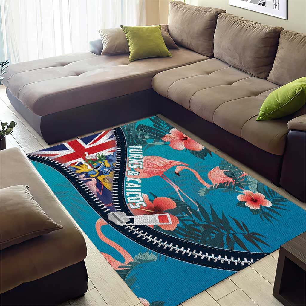 Turks and Caicos Islands Flamingo Area Rug Zipper Stylized