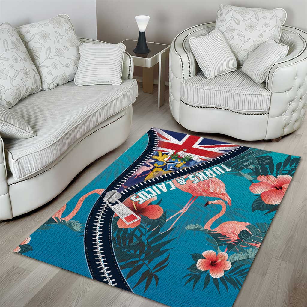 Turks and Caicos Islands Flamingo Area Rug Zipper Stylized
