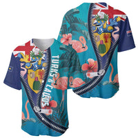 Turks and Caicos Islands Flamingo Baseball Jersey Zipper Stylized