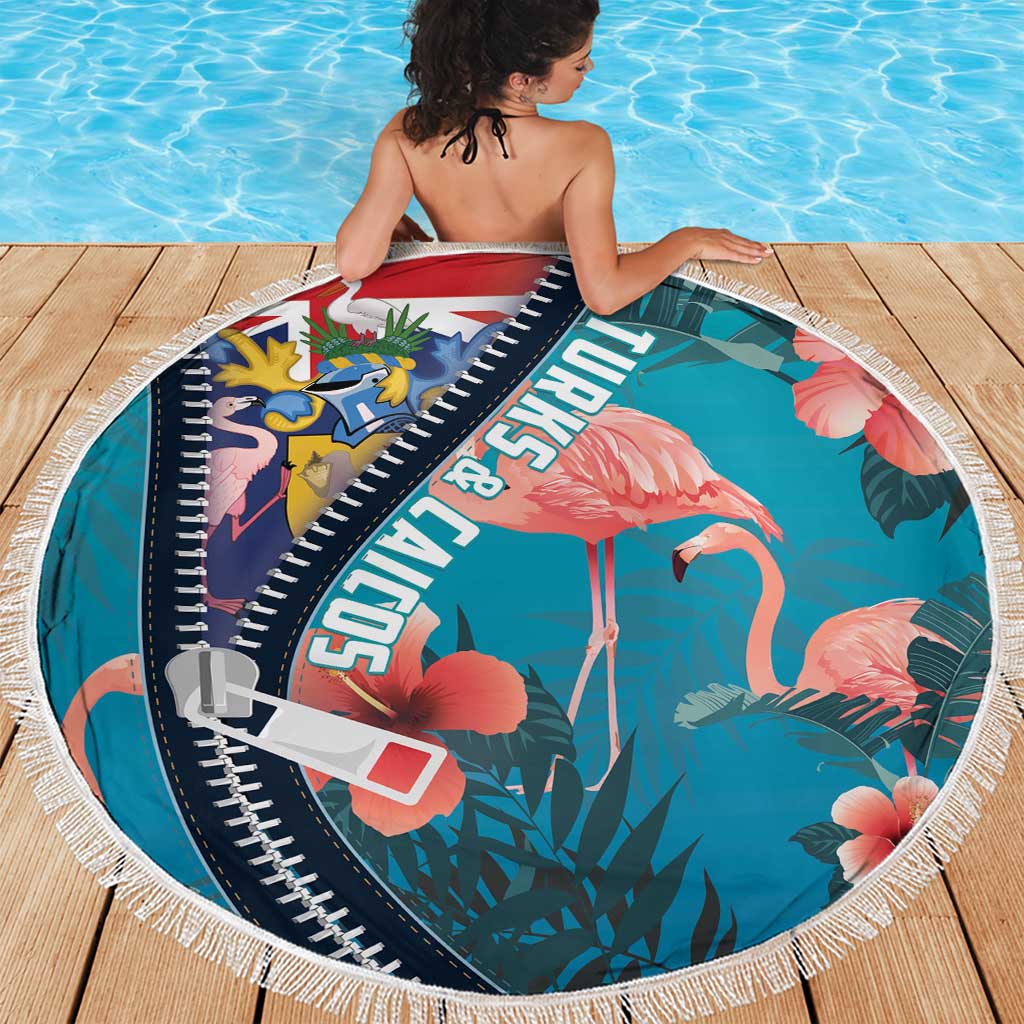 Turks and Caicos Islands Flamingo Beach Blanket Zipper Stylized