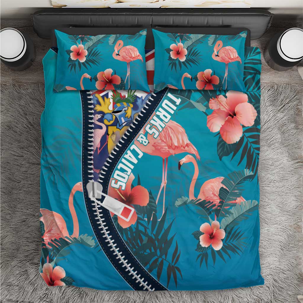 Turks and Caicos Islands Flamingo Bedding Set Zipper Stylized