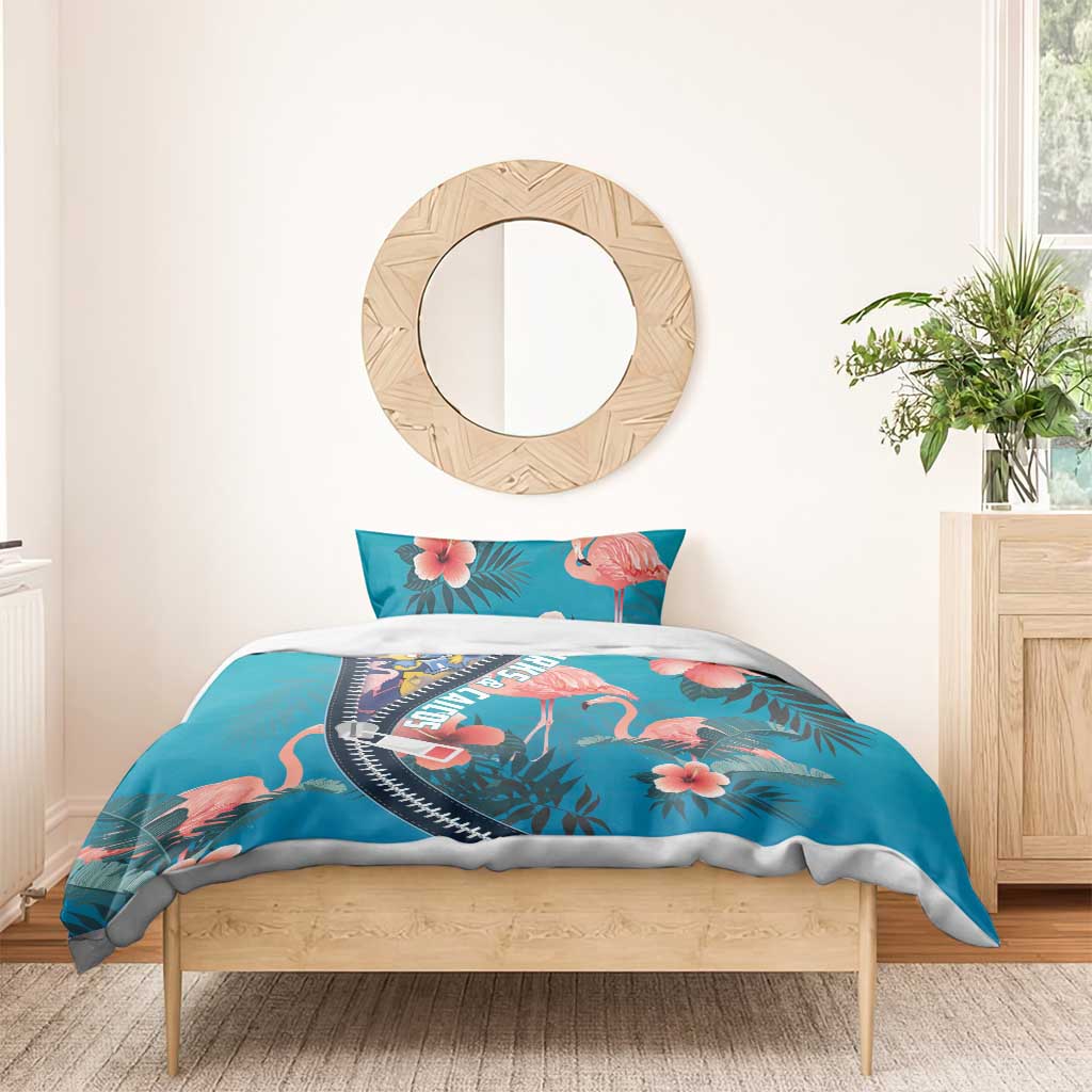 Turks and Caicos Islands Flamingo Bedding Set Zipper Stylized