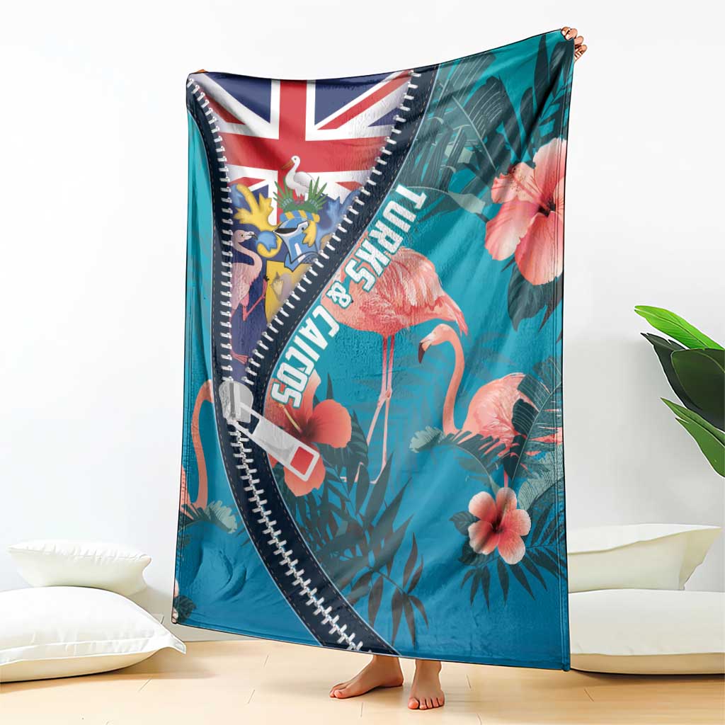 Turks and Caicos Islands Flamingo Blanket Zipper Stylized