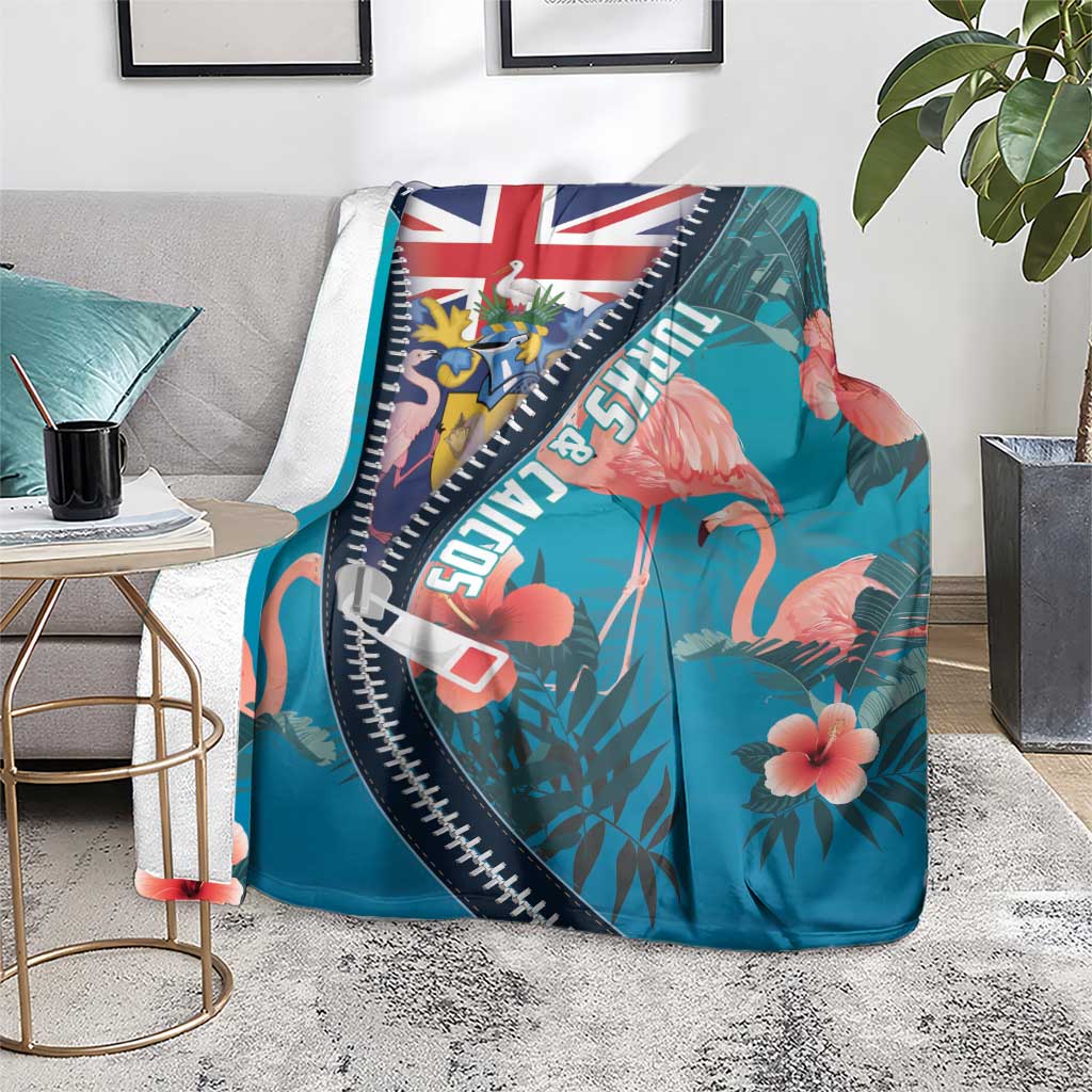Turks and Caicos Islands Flamingo Blanket Zipper Stylized