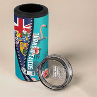 Turks and Caicos Islands Flamingo 4 in 1 Can Cooler Tumbler Zipper Stylized