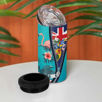Turks and Caicos Islands Flamingo 4 in 1 Can Cooler Tumbler Zipper Stylized