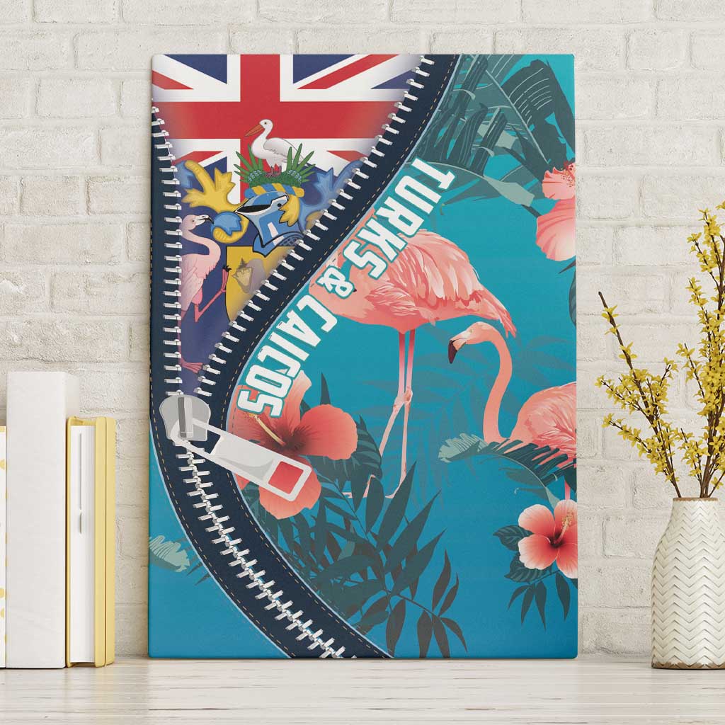 Turks and Caicos Islands Flamingo Canvas Wall Art Zipper Stylized