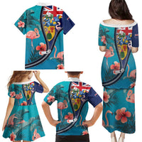 Turks and Caicos Islands Flamingo Family Matching Puletasi and Hawaiian Shirt Zipper Stylized