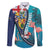 Turks and Caicos Islands Flamingo Family Matching Summer Maxi Dress and Hawaiian Shirt Zipper Stylized