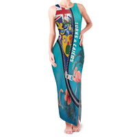Turks and Caicos Islands Flamingo Family Matching Tank Maxi Dress and Hawaiian Shirt Zipper Stylized