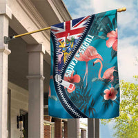 Turks and Caicos Islands Flamingo Garden Flag Zipper Stylized