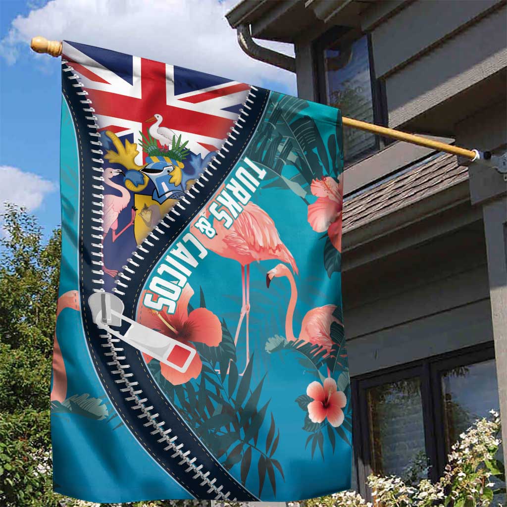 Turks and Caicos Islands Flamingo Garden Flag Zipper Stylized