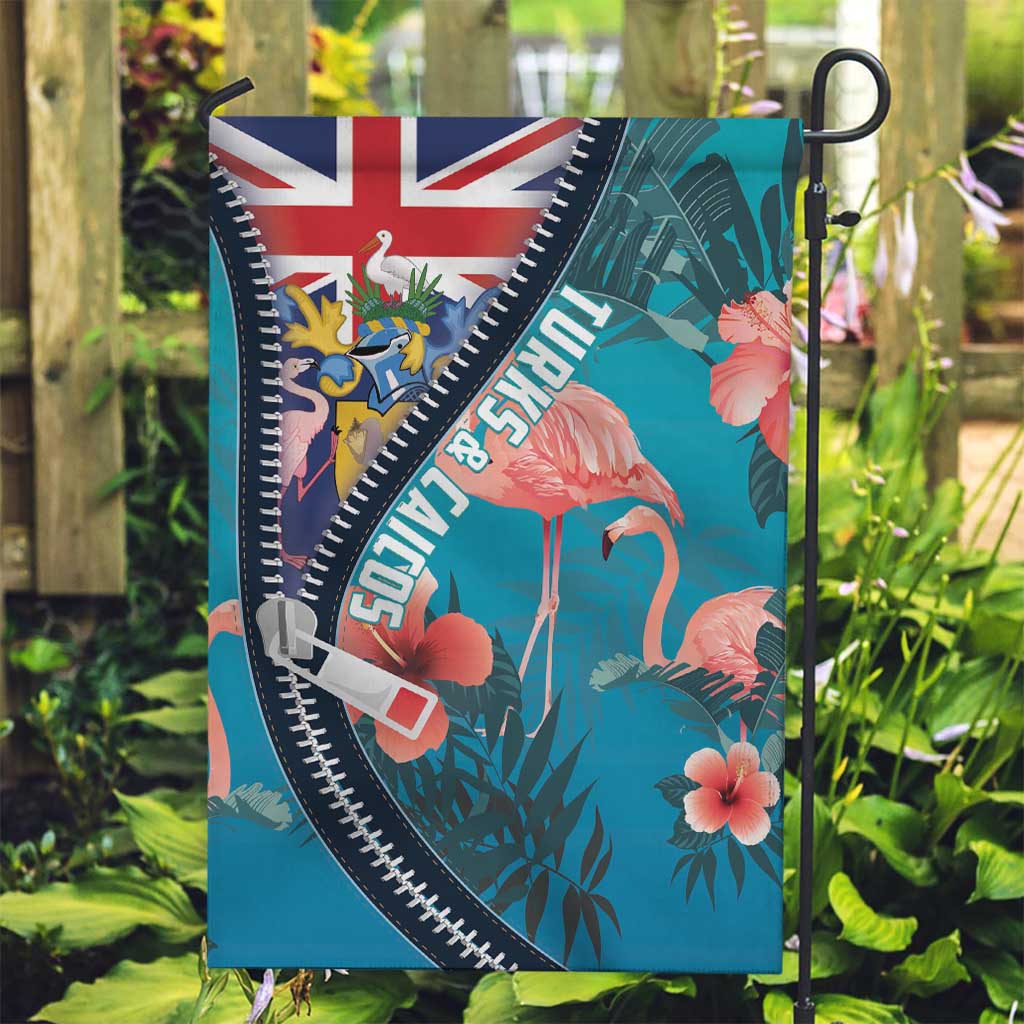 Turks and Caicos Islands Flamingo Garden Flag Zipper Stylized