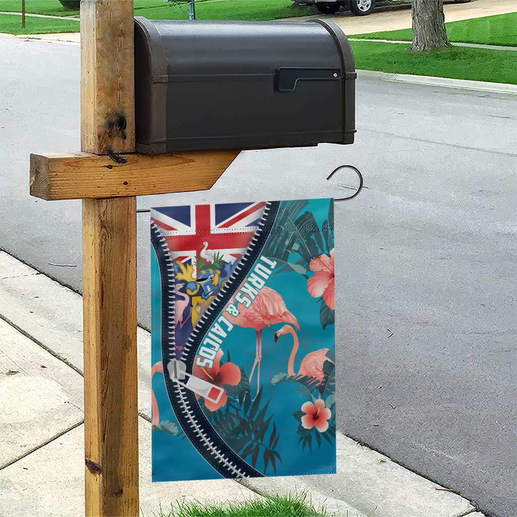 Turks and Caicos Islands Flamingo Garden Flag Zipper Stylized