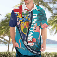 Turks and Caicos Islands Flamingo Hawaiian Shirt Zipper Stylized